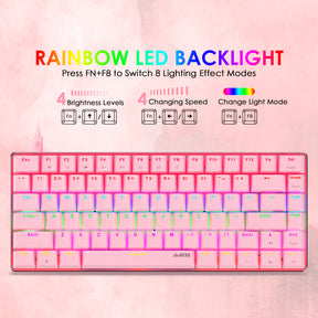 AJAZZ AK33 Gaming Mechanical Keyboard Type-C Computer Keyboard with Rainbow LED Backlit 82keys Anti-ghosting, Blue Switch