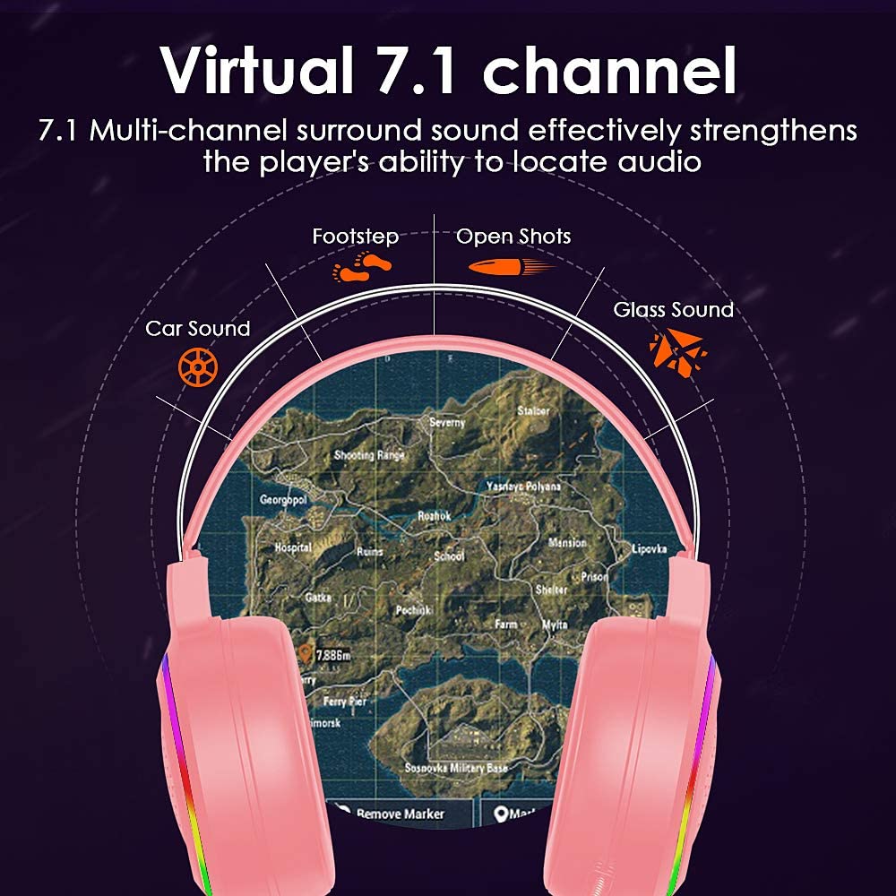 MAMBASNAKE M12 Gaming Headset Virtual 7.1-Channel Stereo Surround RGB Headset with Sound Card Chip Omnidirectional Microphone