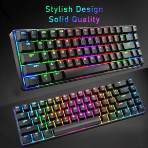 MAGIC-REFINER MK14 60% Mechanical Gaming Keyboard Type C Wired 68 Keys LED illuminated 18 Chroma RGB Lighting Clicky Switches Anti-ghosting