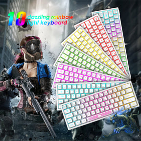 ZIYOU LANG K61 - 60% Compact Gaming Keyboard and Mouse Set UK Layout Ultralight 12000 DPI Breathable LED Honeycomb Shell Mouse