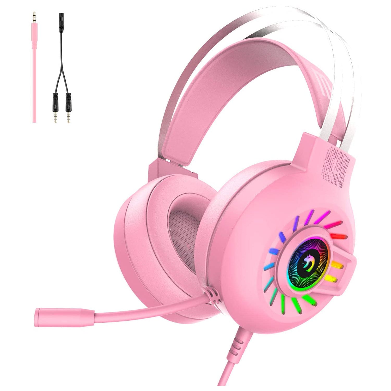 MAMBASNAKE M10 Over-Head Gaming Headphone, 3.5mm Stereo Wired, RGB Rainbow Backlit, Stereo Surround Sound,Noise Canceling Microphone