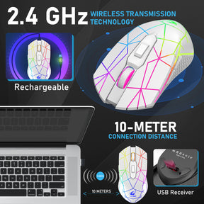 ZIYOU LANG Wireless Gaming Mouse with 2.4Ghz USB Receiver RGB Backlight Adjustable DPI Silent Rechargeable Ergonomic 7 Button