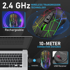 ZIYOU LANG Wireless Gaming Mouse with 2.4Ghz USB Receiver RGB Backlight Adjustable DPI Silent Rechargeable Ergonomic 7 Button