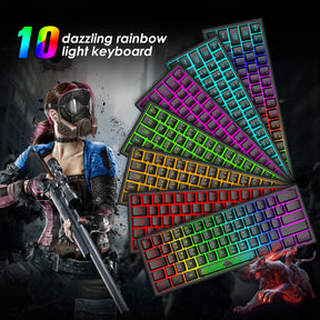 ZIYOU LANG K61 - 60 Percent Compact Gaming Keyboard UK Layout Ultralight LED Backlit Mechanical Feel PS4 Laptop PC Accessories