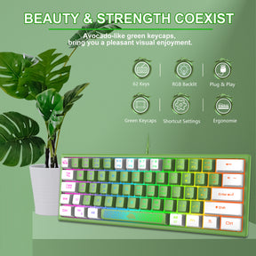 ZIYOU LANG K61 - 60 Percent Compact Gaming Keyboard UK Layout Ultralight LED Backlit Mechanical Feel PS4 Laptop PC Accessories