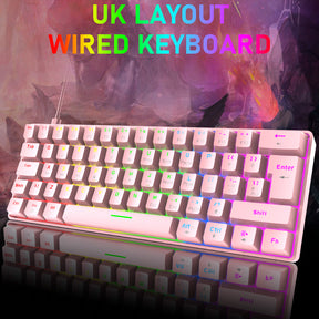 ZIYOU LANG T60 Mini 60% Percent Gaming Mechanical Keyboard UK Layout 19 Rainbow Light Up Compact Keyboard USB-C Cable for PC MAC