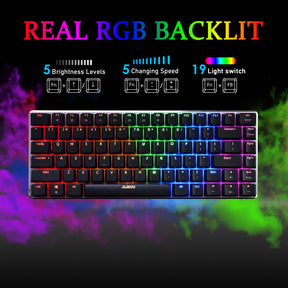 AJAZZ AK33 Mechanical Gaming Keyboard TKL 80% Compact Light Up Keyboard 82 Key Anti-Ghosting Detachable USB-C Cable for PC Mac