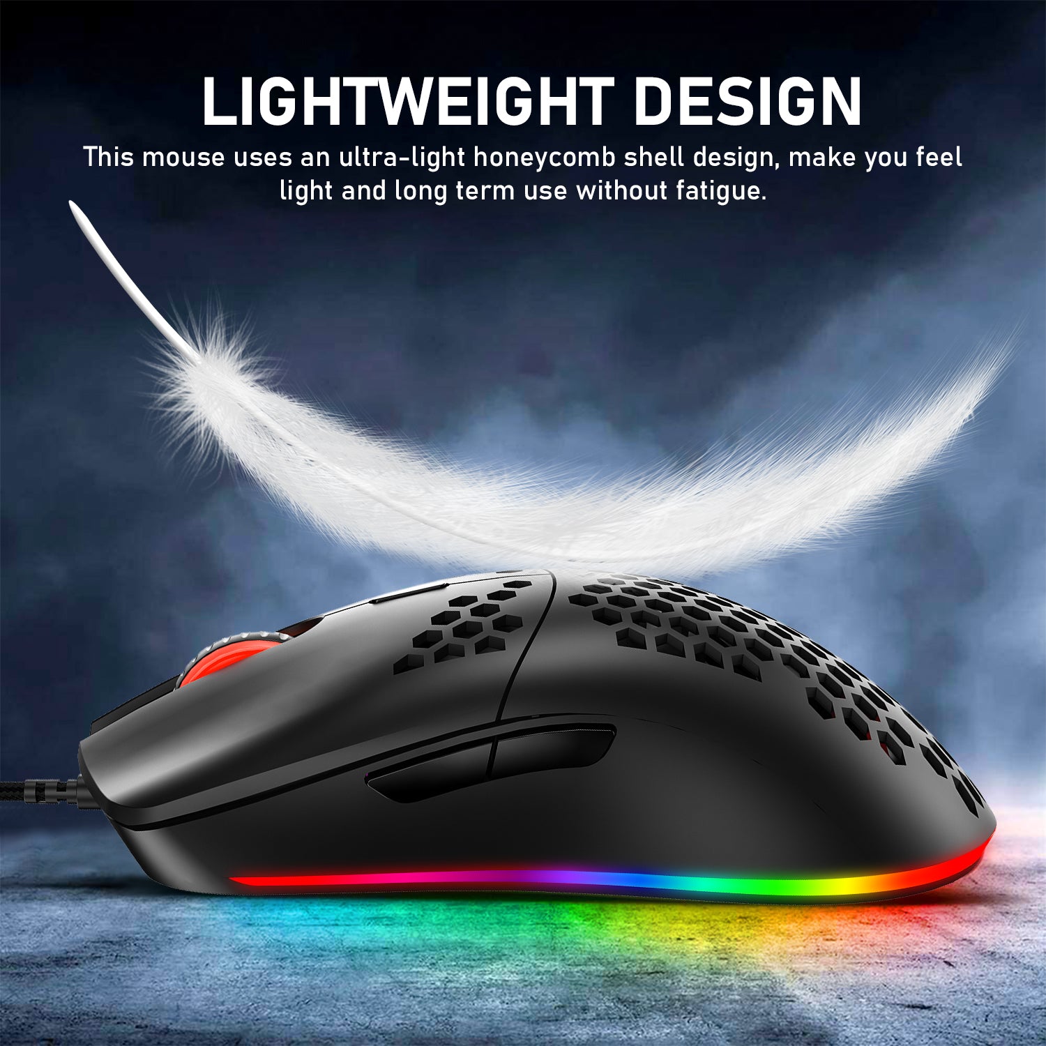 ZIYOU LANG M1 Wired Lightweight Gaming Mouse,6 RGB Backlit with 7 Buttons Programmable, Adjustable 6400DPI ,Ultralight Honeycomb Shell