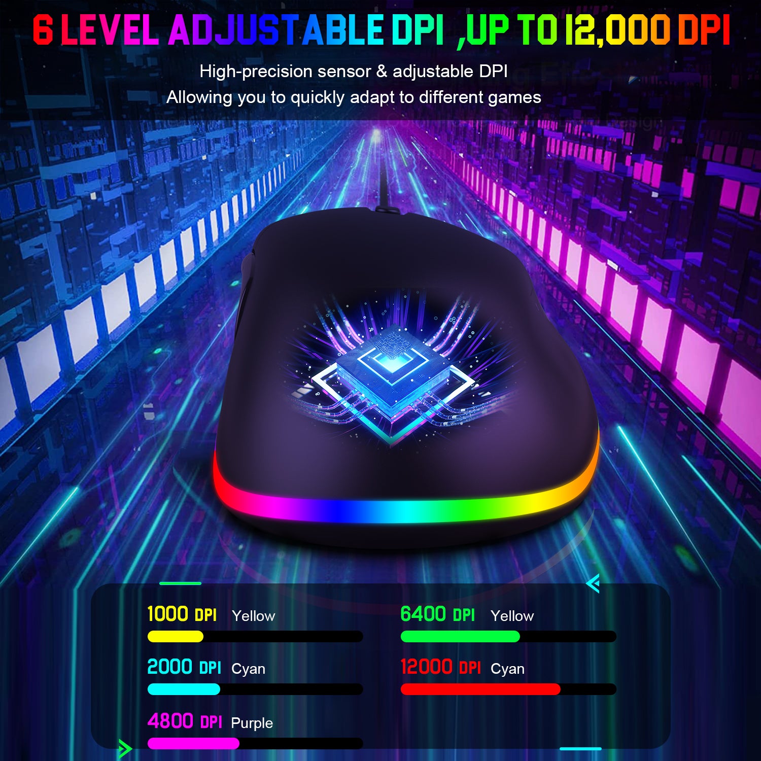 ZIYOU LANG D19 Wired RGB Gaming Mouse, 12000DPI, 7 Programmable Buttons, Adjustable Weights, Honeycomb Shell Mice for PC/PS4/XBOX