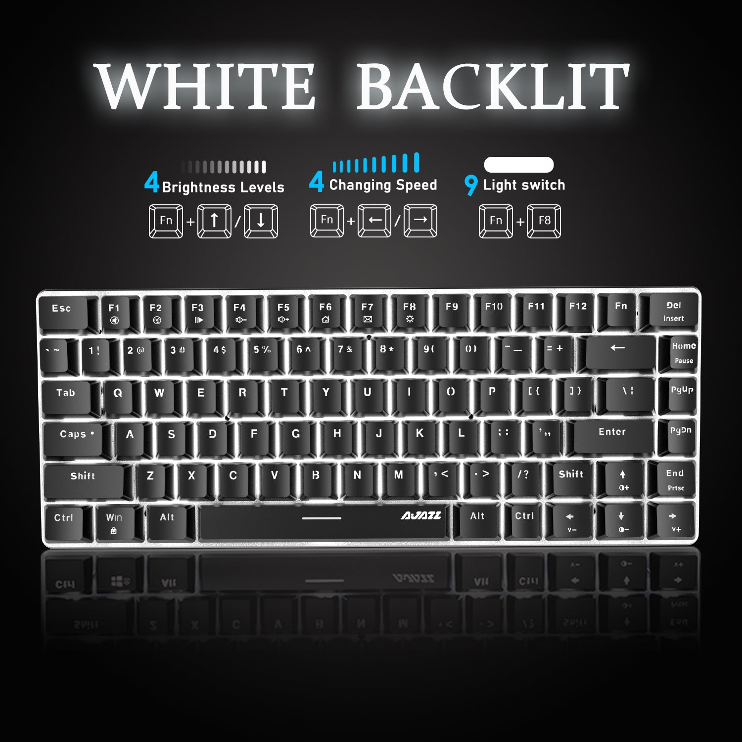 AJAZZ AK33 Mechanical Gaming Keyboard TKL 80% Compact Light Up Keyboard 82 Key Anti-Ghosting Detachable USB-C Cable for PC Mac