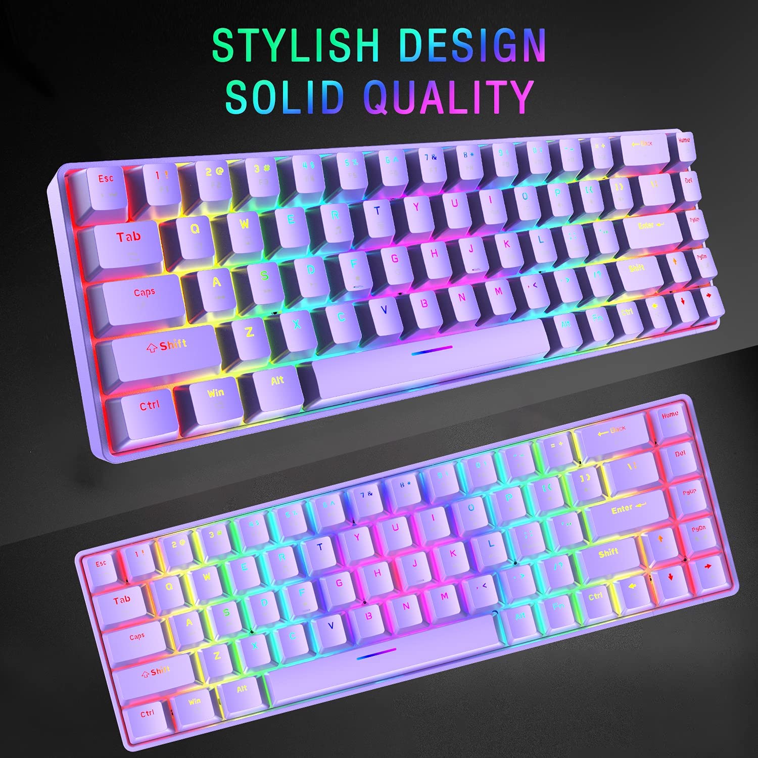 MAGIC-REFINER MK14 60% Mechanical Gaming Keyboard Type C Wired 68 Keys LED illuminated 18 Chroma RGB Lighting Clicky Switches Anti-ghosting