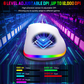 ZIYOU LANG D19 Wired RGB Gaming Mouse, 12000DPI, 7 Programmable Buttons, Adjustable Weights, Honeycomb Shell Mice for PC/PS4/XBOX