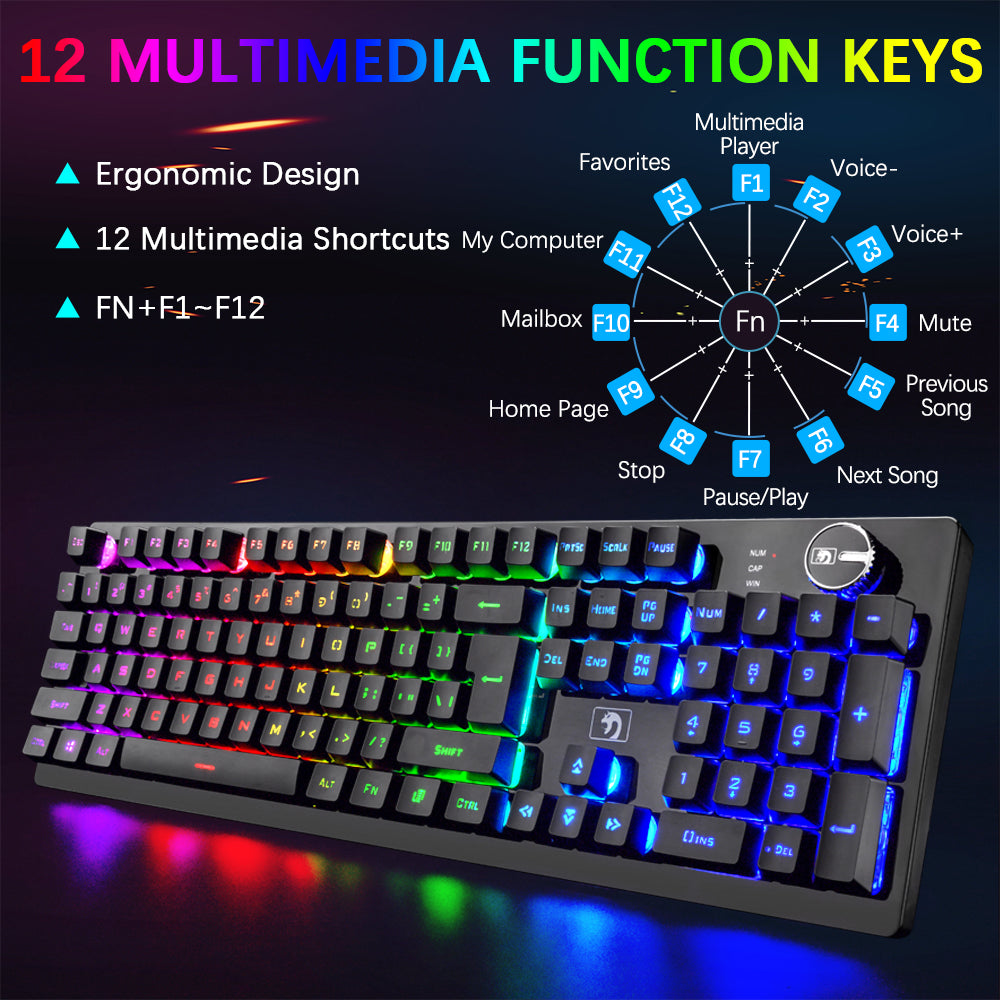 MAMBASNAKE K620 Wireless Gaming Keyboard & Mouse Combo,Mechanical Feel 100% Light Up Keyboard 4800mAh Rechargeable+PC Gaming Mice