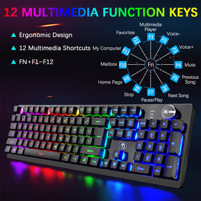 MAMBASNAKE K620 Wireless Gaming Keyboard & Mouse Combo,Mechanical Feel 100% Light Up Keyboard 4800mAh Rechargeable+PC Gaming Mice