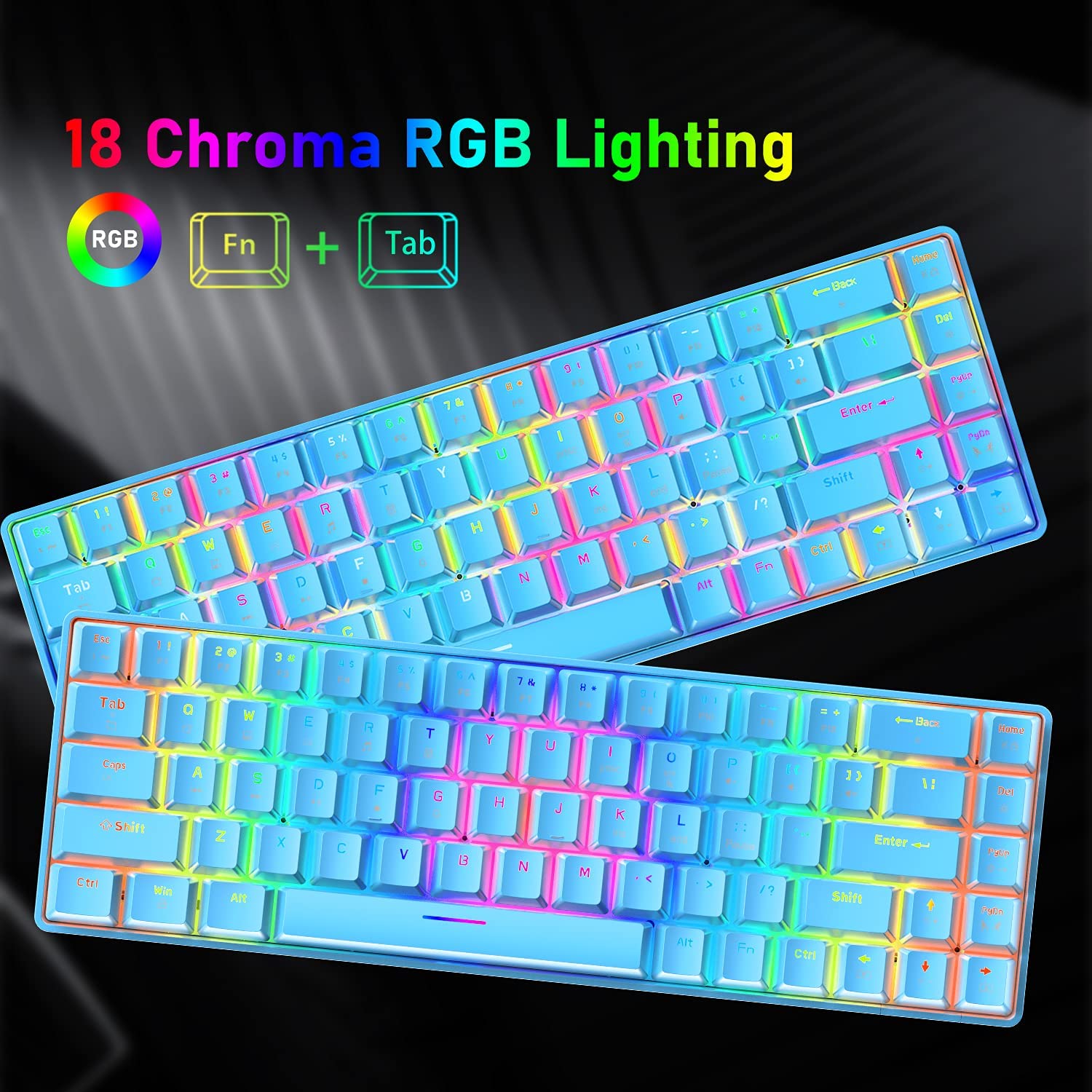 ZIYOU LANG T8 60% Mechanical Mini Gaming Keyboard Compact Type C Wired 68 Keys LED Backlit USB Waterproof Keyboard 18 Chroma RGB