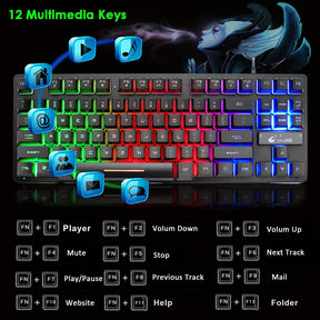 ZIYOU LANG K16 60% Gaming Keyboard87 Keys Mechanical Feeling Multi Color RGB Illuminated LED Backlit Wired Light Up Keyboard