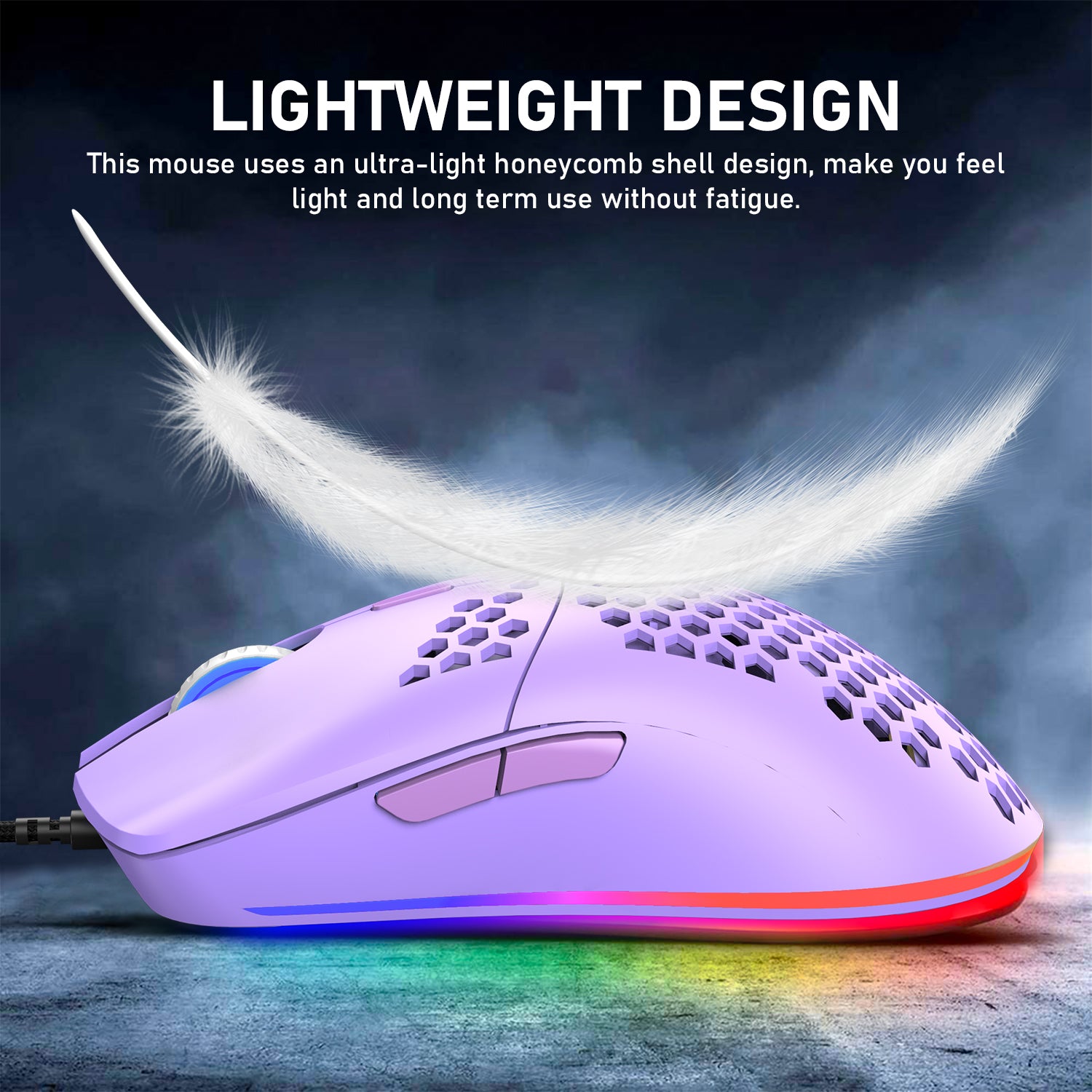 ZIYOU LANG M1 Wired Lightweight Gaming Mouse,6 RGB Backlit with 7 Buttons Programmable, Adjustable 6400DPI ,Ultralight Honeycomb Shell