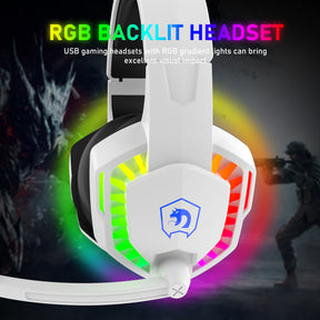 MAMBASNAKE CY907 Gaming Headset, Noise Cancelling Over Ear Headphones with Microphone for PS4 PC Xbox One PS5, Rainbow LED Backlit