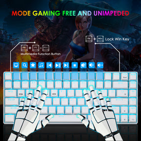 XINMENG XM84 84 Keys 3 Modes Mechanical Keyboard, Bluetooth 5.0/Wireless 2.4G/Wired, Rechargeable 3000mAh Battery, 20 LED Backlit Mode