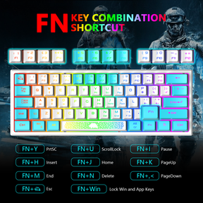 ZIYOU LANG K61 - 60 Percent Compact Gaming Keyboard UK Layout Ultralight LED Backlit Mechanical Feel PS4 Laptop PC Accessories