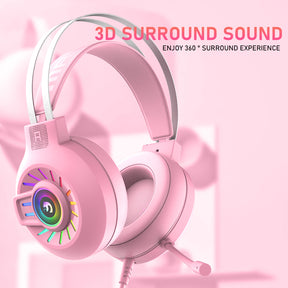 MAMBASNAKE M10 Over-Head Gaming Headphone, 3.5mm Stereo Wired, RGB Rainbow Backlit, Stereo Surround Sound,Noise Canceling Microphone