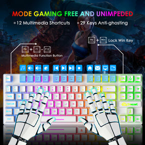 ZIYOU LANG T2 Gaming Keyboard and Mouse, Mechanical Feel Keyboard,RGB 6400 DPI Lightweight Gaming Mouse for Windows PC Gamers