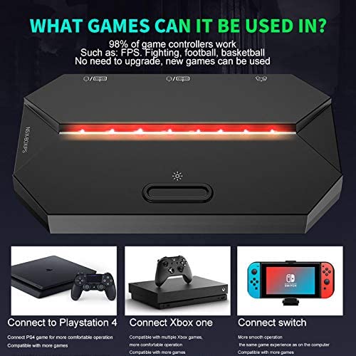 G6L RGB Backlit Gaming Controller Converter, TYPE-C USB Keyboard and Mouse LED Adapter/Converter for PS4/Xbox One/Xbox 360/Nintendo Switch/PS3(Black)