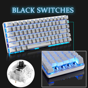 AJAZZ AK33 Mechanical Gaming Keyboard TKL 80% Compact Light Up Keyboard 82 Key Anti-Ghosting Detachable USB-C Cable for PC Mac