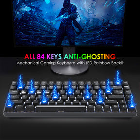 XINMENG XM84 84 Keys 3 Modes Mechanical Keyboard, Bluetooth 5.0/Wireless 2.4G/Wired, Rechargeable 3000mAh Battery, 20 LED Backlit Mode