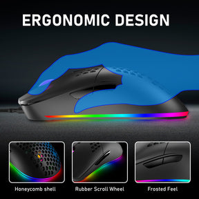 ZIYOU LANG M1 Wired Lightweight Gaming Mouse,6 RGB Backlit with 7 Buttons Programmable, Adjustable 6400DPI ,Ultralight Honeycomb Shell