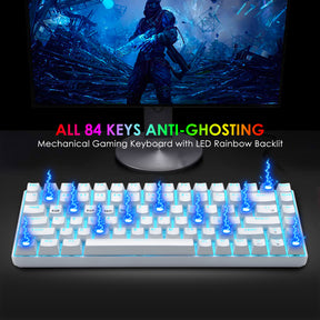 XINMENG XM84 84 Keys 3 Modes Mechanical Keyboard, Bluetooth 5.0/Wireless 2.4G/Wired, Rechargeable 3000mAh Battery, 20 LED Backlit Mode