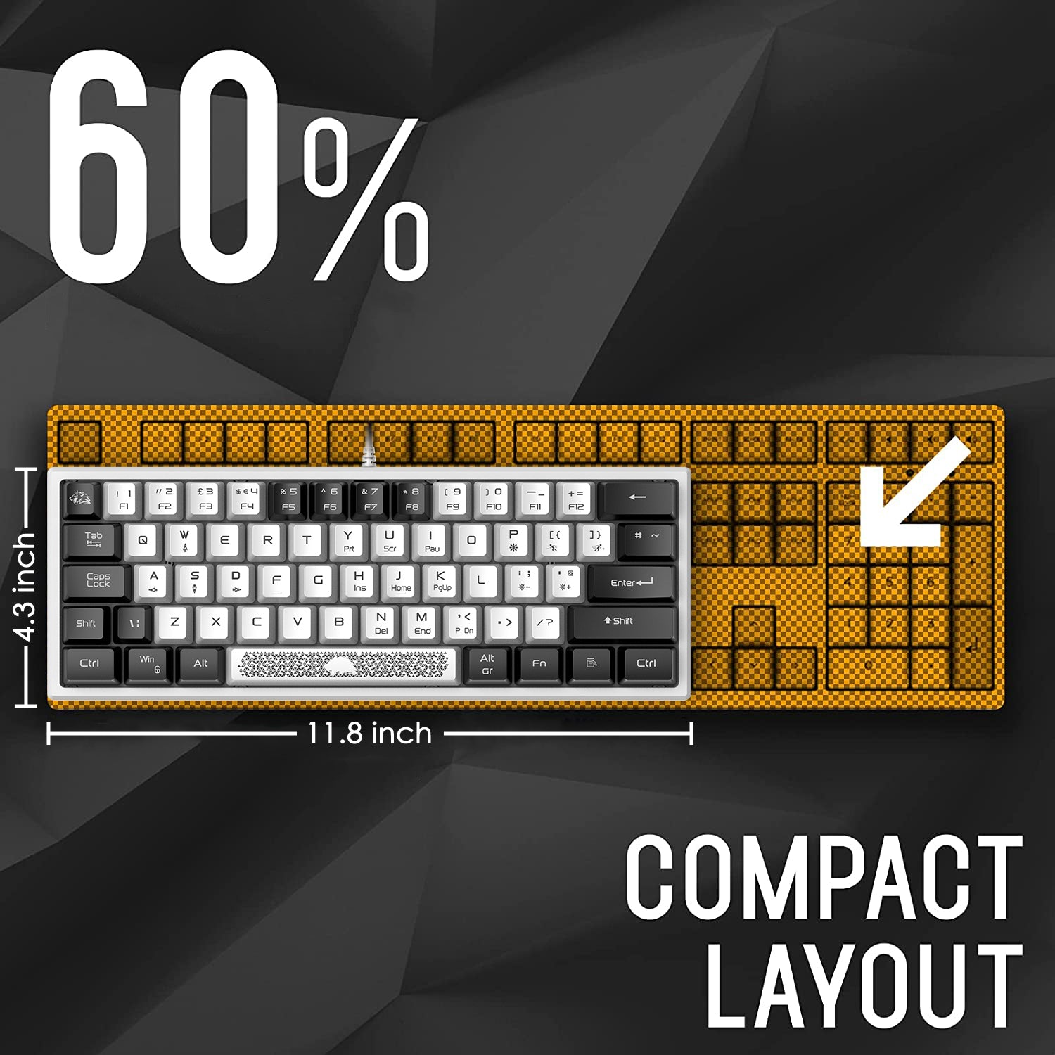 ZIYOU LANG K61 - 60 Percent Compact Gaming Keyboard UK Layout Ultralight LED Backlit Mechanical Feel PS4 Laptop PC Accessories