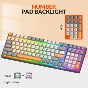 ZIYOU LANG K3 Mechanical Keyboard Ultra-Compact Mini 98-Key Wired Type C USB Water-resistant RGB Illuminated Clicky Linear Switch