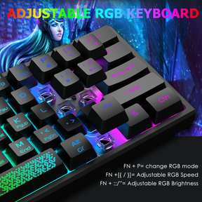 ZIYOU LANG K61 - 60% Compact Gaming Keyboard and Mouse Set UK Layout Ultralight 12000 DPI Breathable LED Honeycomb Shell Mouse