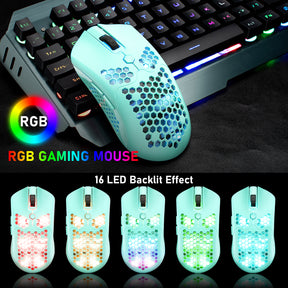 ZIYOU LANG X2 Wireless/ Wired Gaming Mouse,16 RGB Backlit Ultralight Honeycomb Shell with Programmable Driver,Rechargeable 800mA,12000 DPI