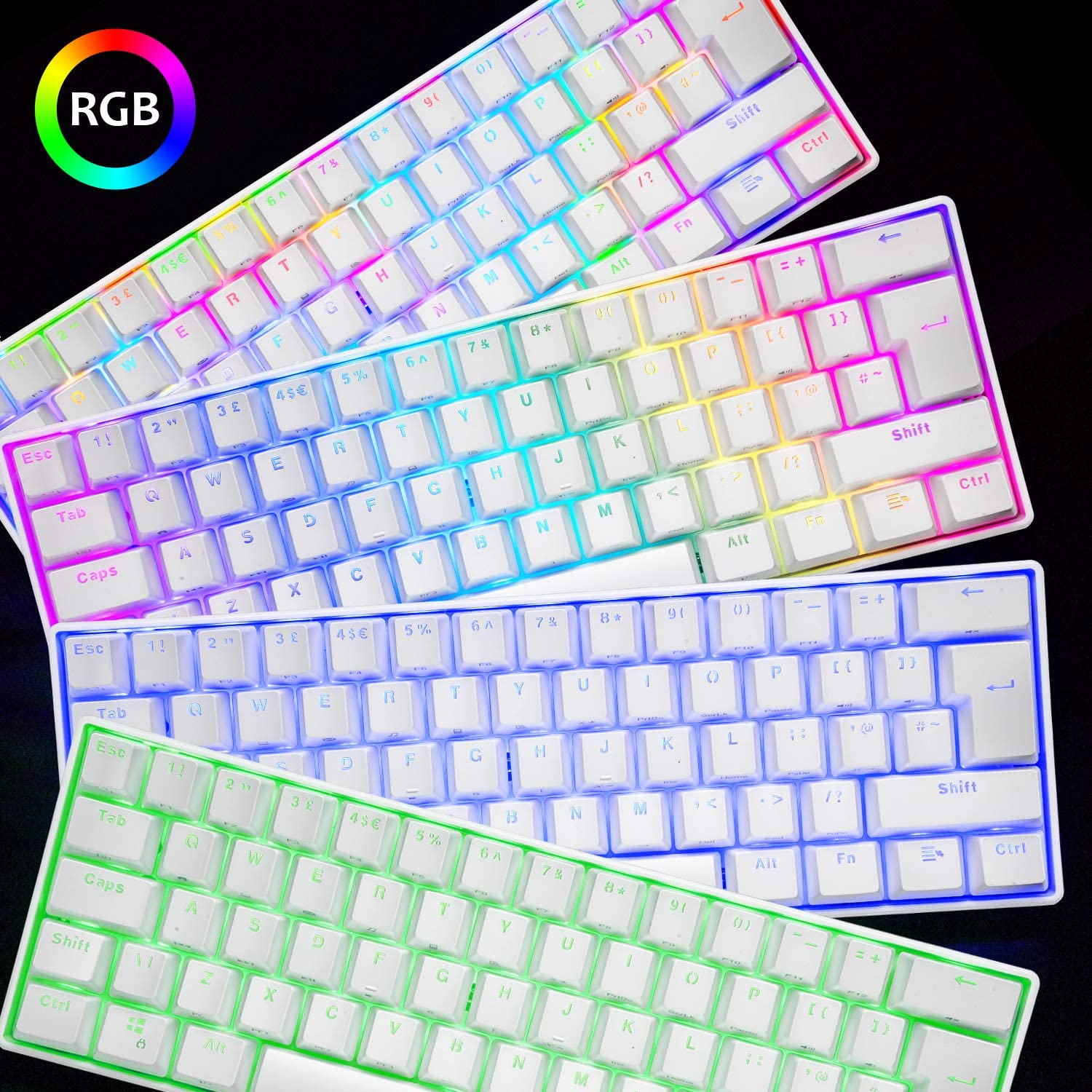 MAGIC-REFINER MK21 60% True Mechanical Gaming Keyboard UK Layout Type C Wired 62 Keys 14 Chroma RGB Backlight Keyboard Full Anti-ghosting