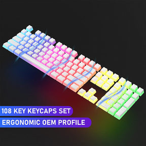 AJAZZ PBT Pudding Keycaps with Keycap Puller 108 Key Double Shot Keycaps Translucent Layer OEM Profile Keycap Full 104 Key/60% Compact 61 Key/68 Key