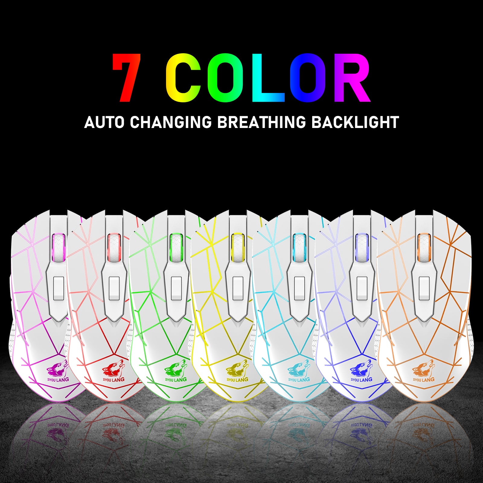 ZIYOU LANG Wireless Gaming Mouse with 2.4Ghz USB Receiver RGB Backlight Adjustable DPI Silent Rechargeable Ergonomic 7 Button