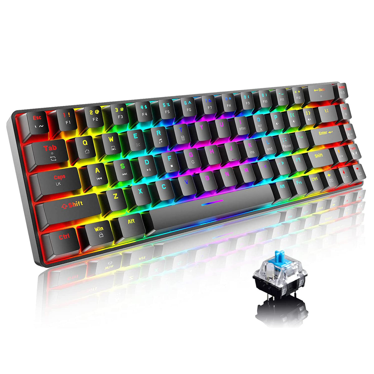 ZIYOU LANG T8 60% Mechanical Mini Gaming Keyboard Compact Type C Wired 68 Keys LED Backlit USB Waterproof Keyboard 18 Chroma RGB