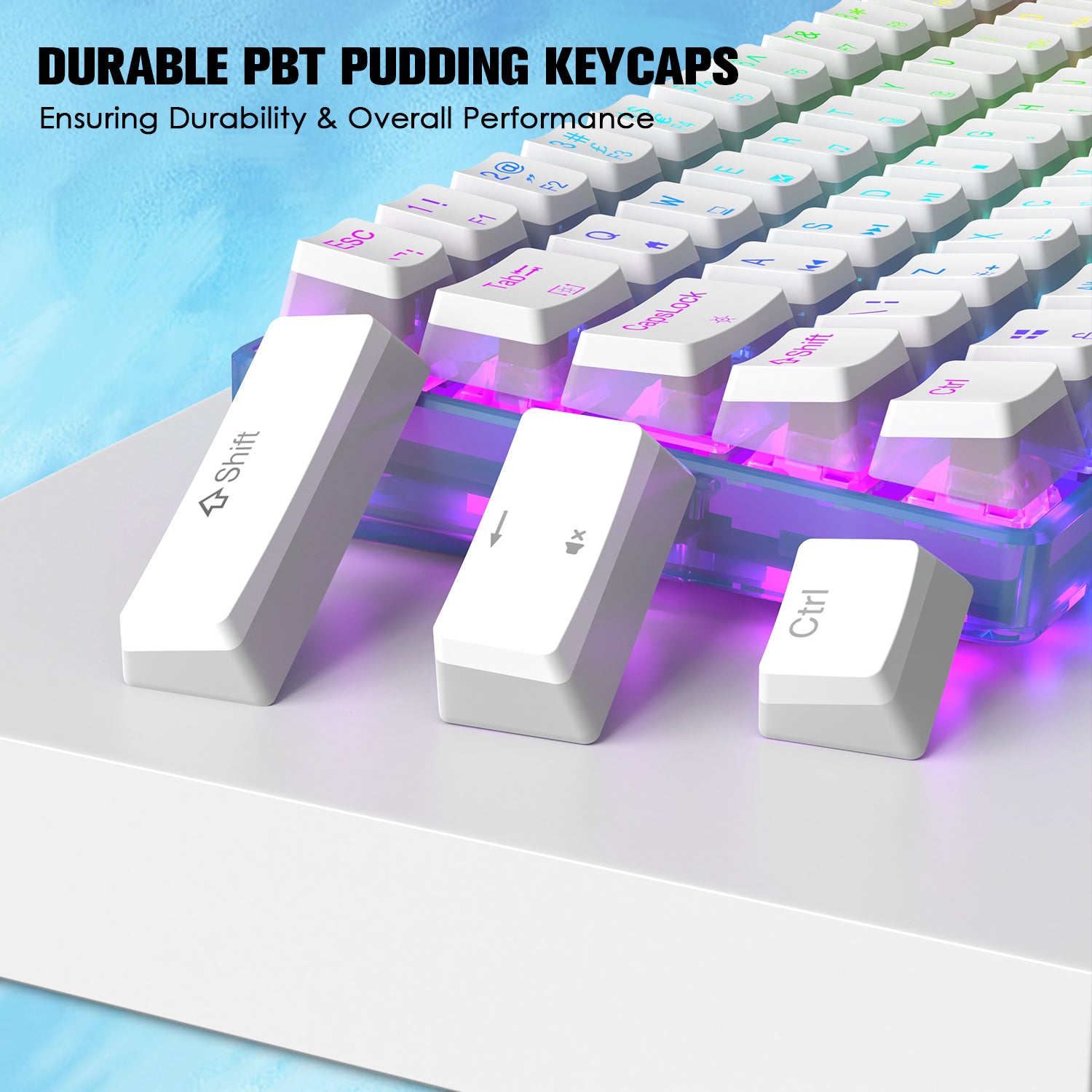 MAGIC-REFINER MK-1 60% Wired Mechanical Gaming Keyboard, PBT Pudding Keycaps, Hot-Swappable, 18 RGB Backlit, Outemu Red Switch, for PC/PS4/Xbox