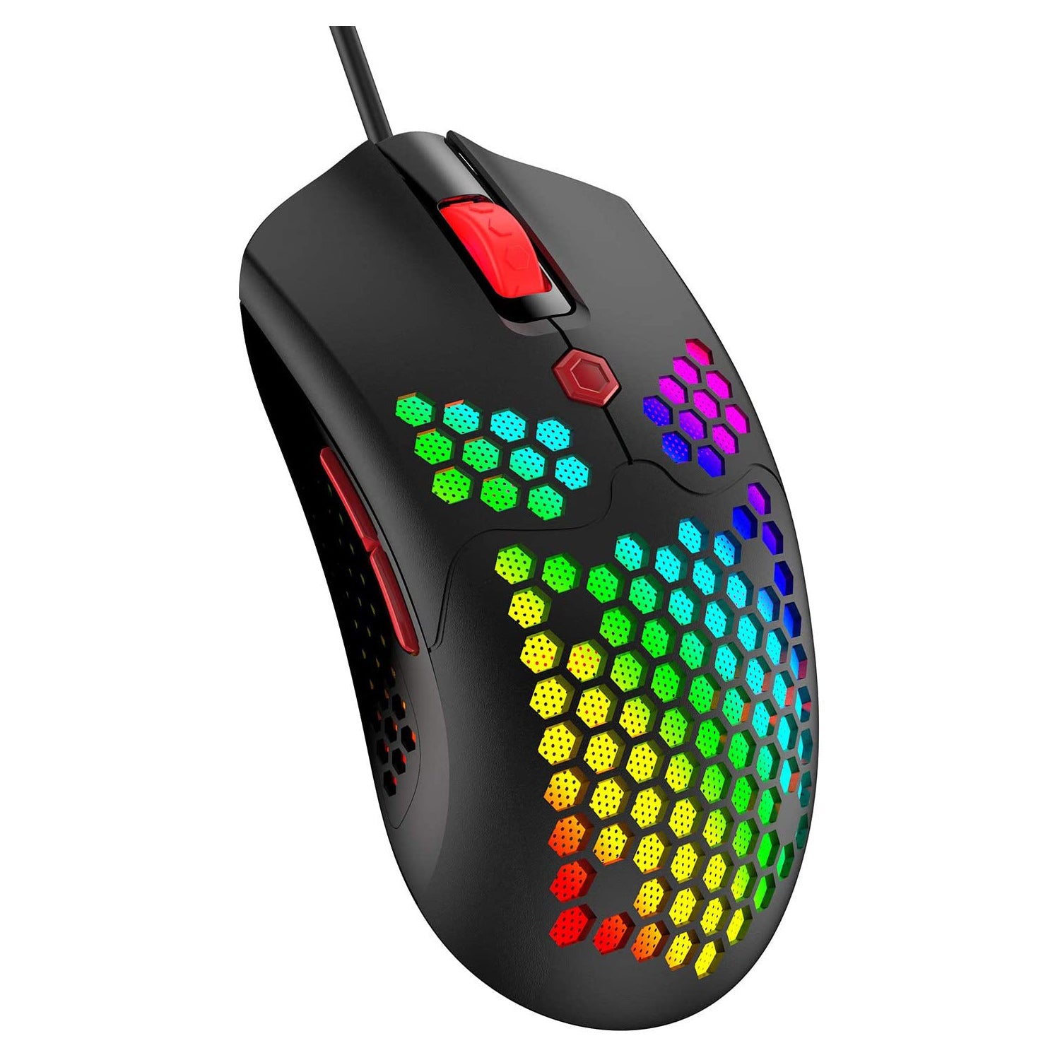 MAMBASNAKE M5 Wired Lightweight Gaming Mouse,26 RGB Backlit Mice with 7 Buttons Programmable Driver,PAW3325 12000DPI Mice, Honeycomb Shell