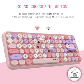 AJAZZ 308i Retro Wireless Keyboard, Cute Round Compact 84 Keys Silent Bluetooth Keyboard, Typewriter Design for iPad, PC, Laptop