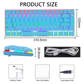 AJAZZ AK33 Gaming Mechanical Keyboard Type-C Computer Keyboard with Rainbow LED Backlit 82keys Anti-ghosting, Blue Switch