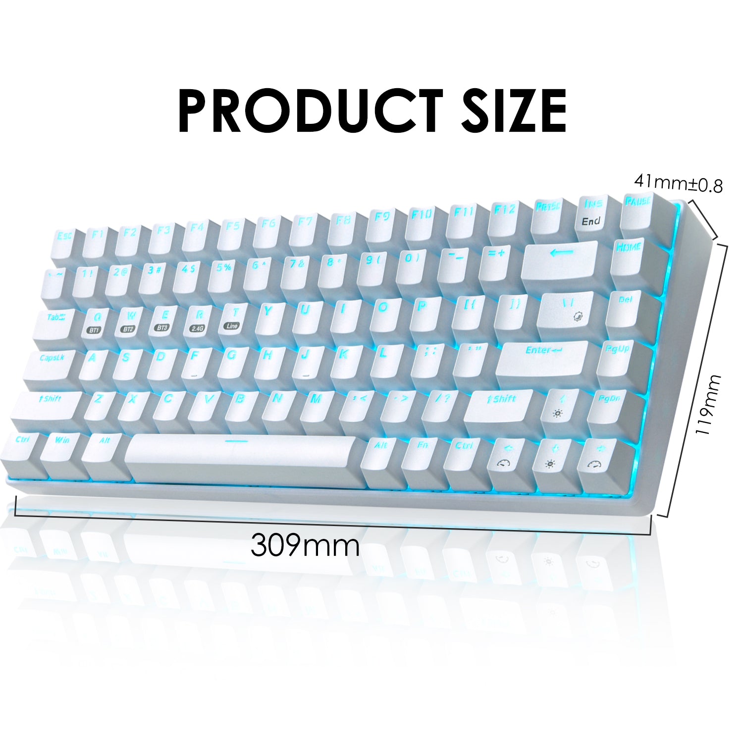 XINMENG XM84 84 Keys 3 Modes Mechanical Keyboard, Bluetooth 5.0/Wireless 2.4G/Wired, Rechargeable 3000mAh Battery, 20 LED Backlit Mode