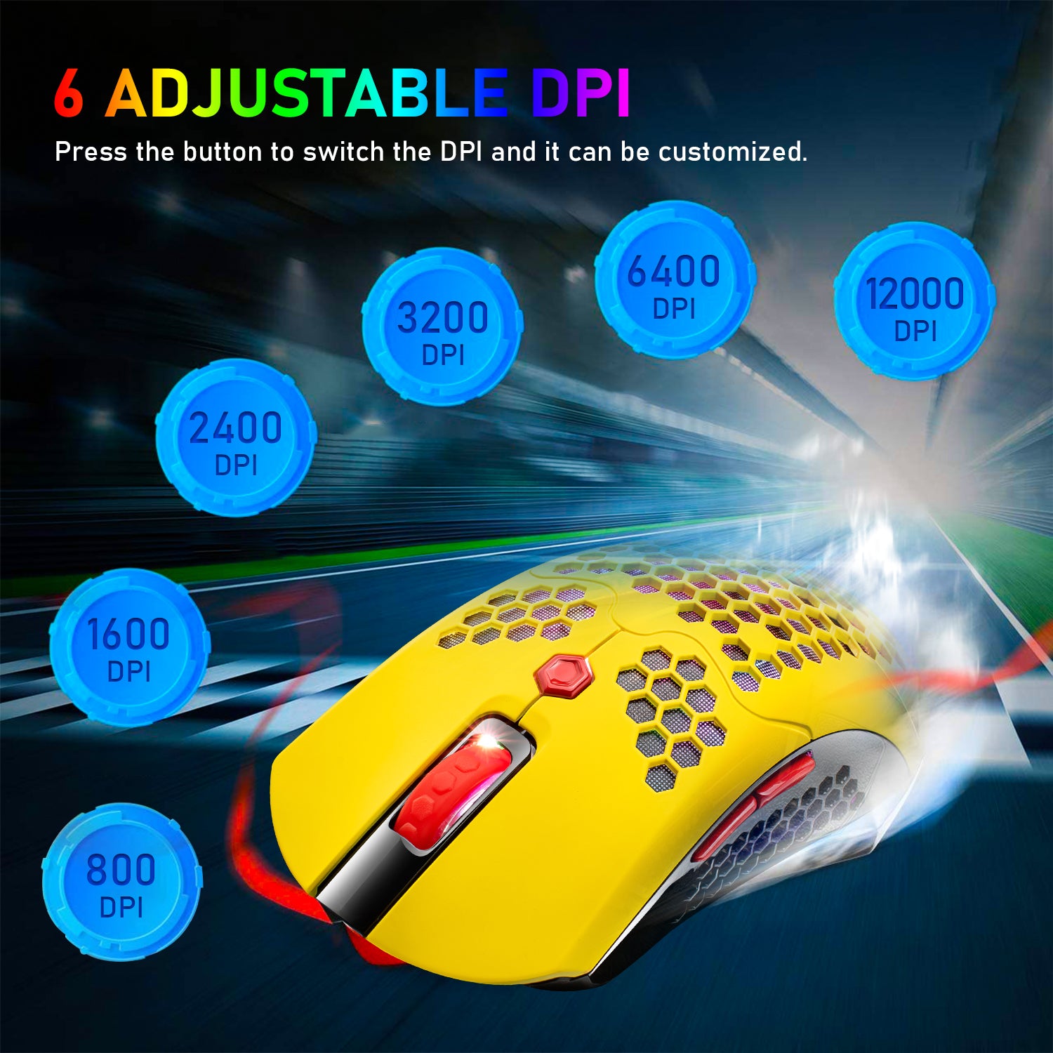 ZIYOU LANG X2 Wireless/ Wired Gaming Mouse,16 RGB Backlit Ultralight Honeycomb Shell with Programmable Driver,Rechargeable 800mA,12000 DPI