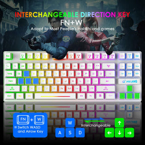 ZIYOU LANG K16 60% Gaming Keyboard87 Keys Mechanical Feeling Multi Color RGB Illuminated LED Backlit Wired Light Up Keyboard