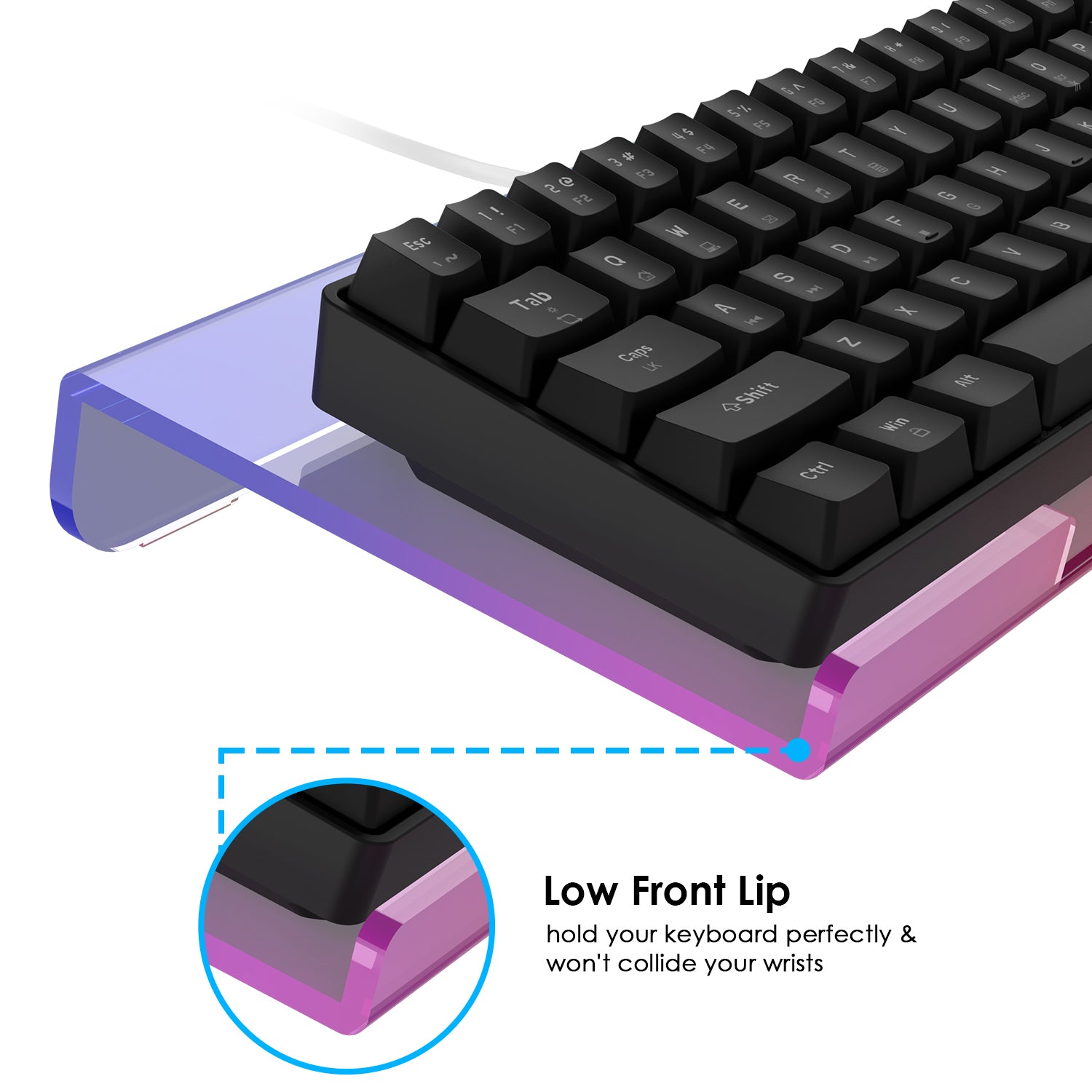 Premium Acrylic Computer Keyboard Stand, 366 Kinds RGB LED Backlit Keyboard Tray,Gaming Keyboard USB Interface Keyboard Stand