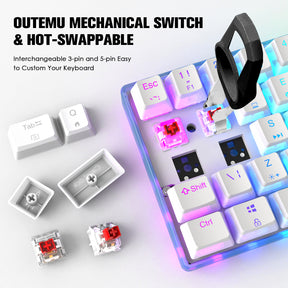 MAGIC-REFINER MK-1 60% Wired Mechanical Gaming Keyboard, PBT Pudding Keycaps, Hot-Swappable, 18 RGB Backlit, Outemu Red Switch, for PC/PS4/Xbox