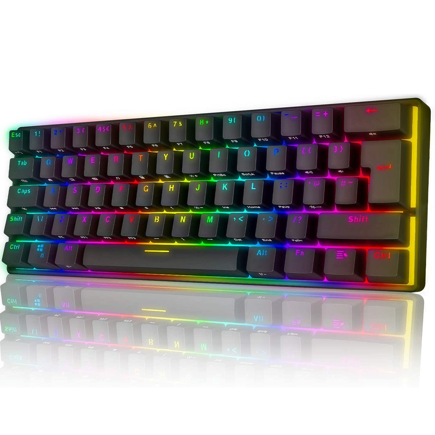 MAGIC-REFINER MK21 60% True Mechanical Gaming Keyboard UK Layout Type C Wired 62 Keys 14 Chroma RGB Backlight Keyboard Full Anti-ghosting