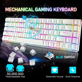 ZIYOU LANG T8 60% Mechanical Mini Gaming Keyboard Compact Type C Wired 68 Keys LED Backlit USB Waterproof Keyboard 18 Chroma RGB